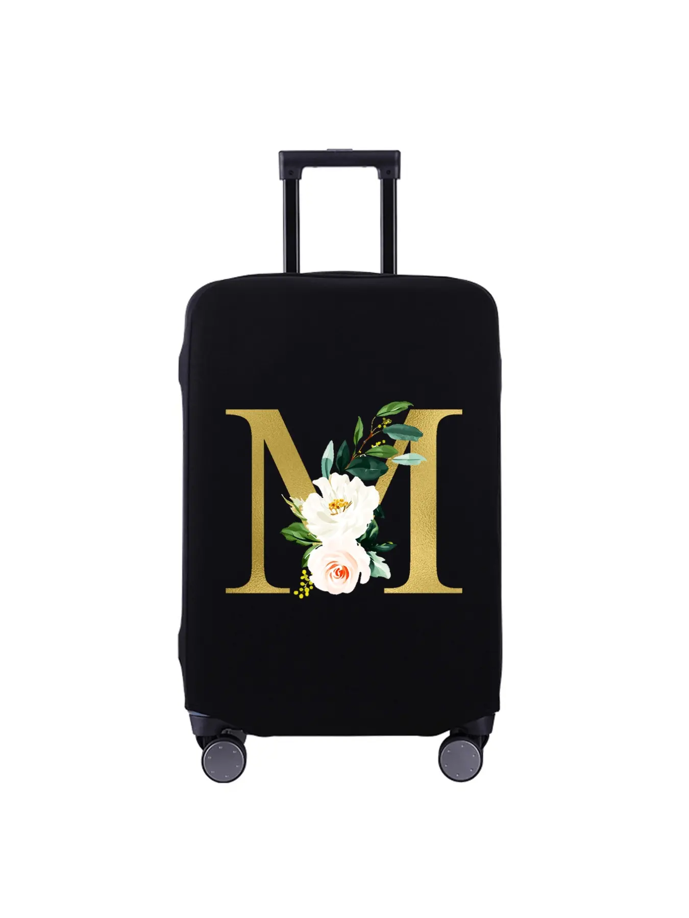Floral alphabet printed luggage cover, thickened and foldable luggage protector, travel essential, washable trolley case cover, effectively protects luggage from scratches and dust, suitable for travelers