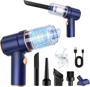 Handheld Car Vacuum Cleaner, 16000PA Air Duster & Vacuum Cleaner, 120W High Power Hand Held Vacuum Cordless, Portable Vacuum Rechargeable with Multi-Nozzles & LED Light for Car, Home, Pet, Office