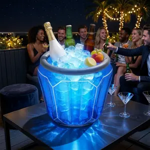 Inflatable Ice Bucket with 16-Color LED Lights & Remote, Portable Collapsible Beverage Cooler, Foldable Foot Soak Tub & Outdoor Water Basin for Party, Beach, Camping, Fishing, Car Wash & Relaxation garden bar pool