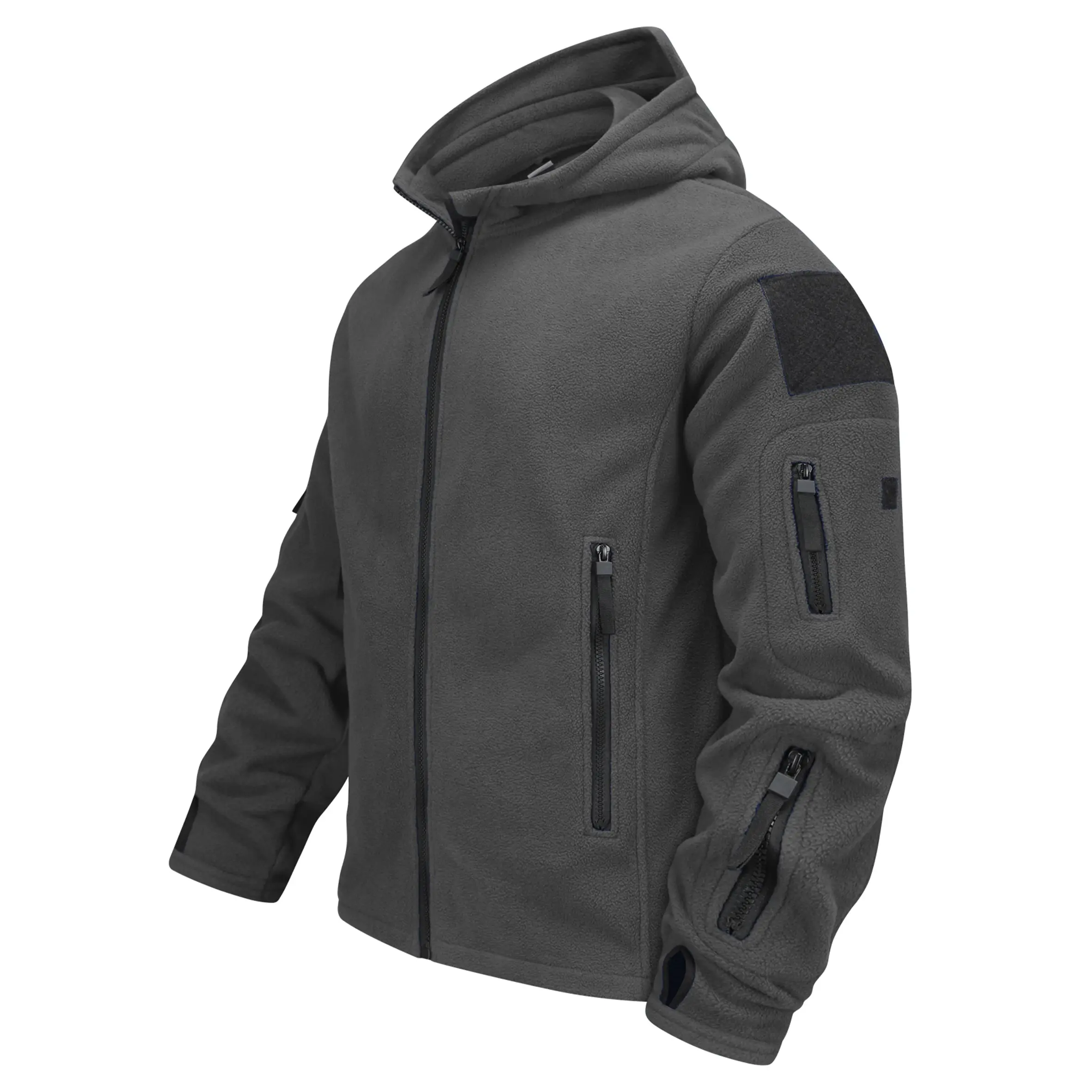 Men's Plain Sherpa Fleece Jacket, Casual Lightweight Long Sleeve Full-Zip Winter Sweatshirt with Stand Collar, Zipper