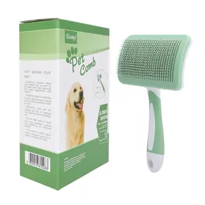 comb pet One click hair removal Hair Removal Comb Self Cleaning Shedding Brush - Skin Friendly Grooming Tool for Dogs Cats & Puppies Deshedding Hair Removal for Long & Short Haired Pets lightweight dog brush Soft Detangling Brush for Thick Hair