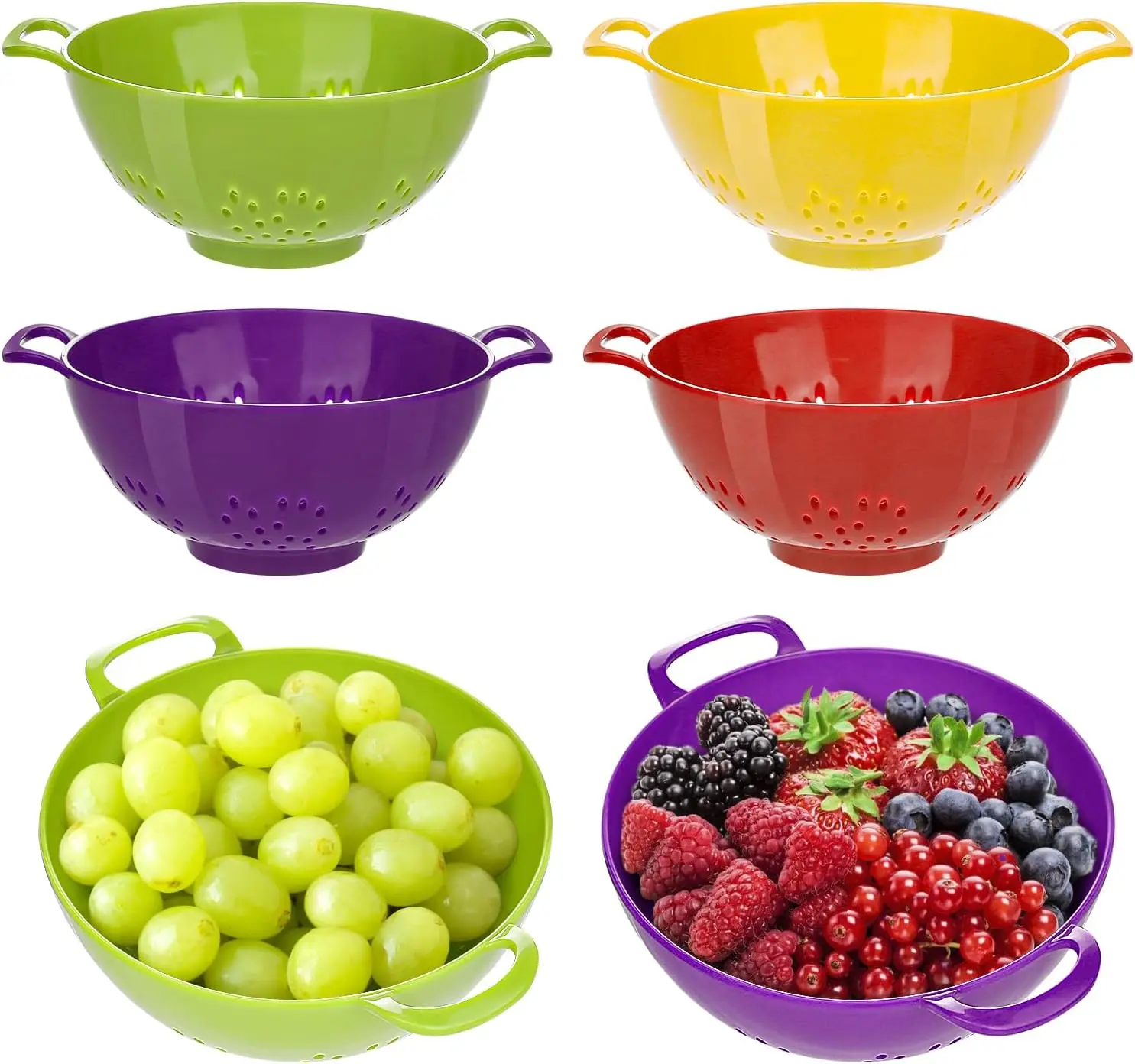4 Pack Small Colander for Kitchen Mini Plastic Strainer Dish Safe for Veggies Berry Fruits  7.87 x 7.87 x2.83 Inch Dishwasher Safe