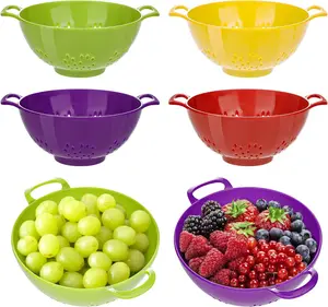 4 Pack Small Colander for Kitchen Mini Plastic Strainer Dish Safe for Veggies Berry Fruits  7.87 x 7.87 x2.83 Inch Dishwasher Safe