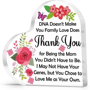 Step Mom Birthday Gifts Acrylic Sign Appreciation Gifts for Step Moms from Daughter Son Acrylic Keepsake Mothers Day Birthday Gift for Bonus Mom Stepmother Decorative Plaques Thanksgiving Gift Signage