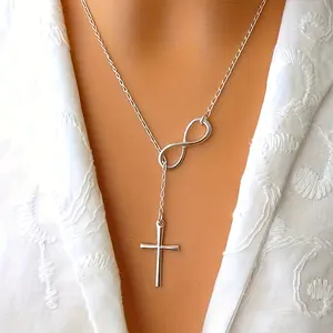 1 piece of retro style infinite symbol cross pendant necklace - made of alloy material, suitable for casual decoration