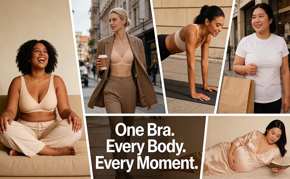 EssElegance  Bra with Seamless Back Smoothing & Posture Support. Features Backless Lift Technology and Wire-Free Push-Up Style. Unlined, Ultra-Breathable Comfort for Everyday, Livestream, & Formal Events. tshirt  approved zip front nonslip yoga