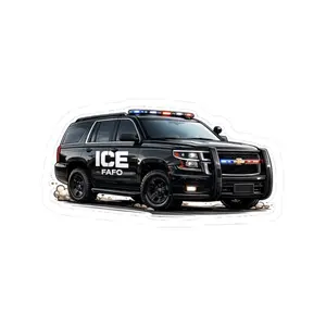 ICE FAFO Police SUV Illustration Kiss-Cut Stickers | Law Enforcement Vehicle Decal
