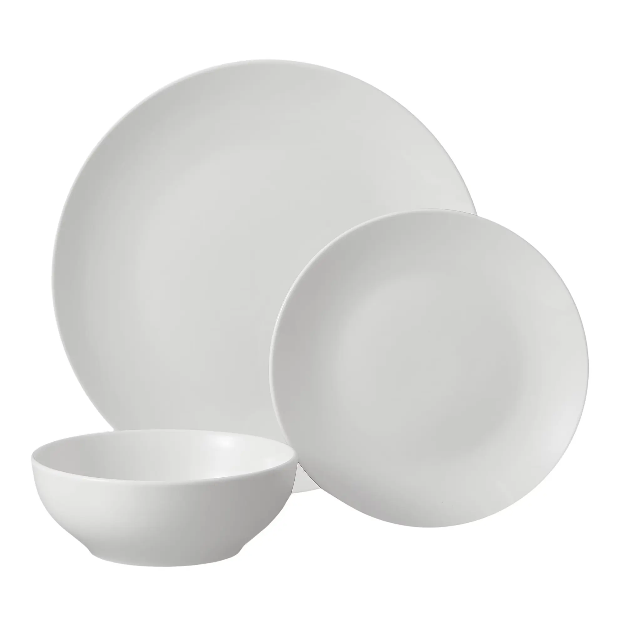 Mainstays 12 Piece Glazed White Stoneware Dinnerware Set