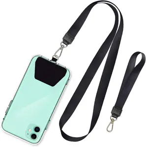 Universal Phone Lanyard with Neck Strap & Wrist Tether – Secure Keychain Holder for All Smartphones, Compatible with Any Phone Case (Black)