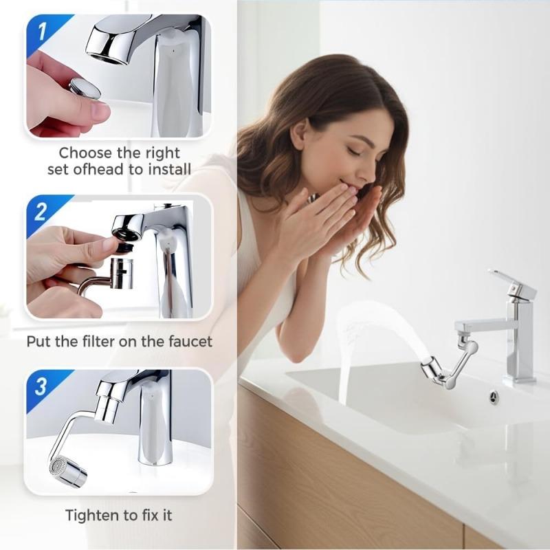 2PACK Rotatable Faucet Aerator Extension, New Universal Sink Faucet 1440° Rotatable Faucet Aerator Extension, U Shaped Faucet Extender, 360° Rotating Faucet Extender for Bathroom Sink/Kitchen