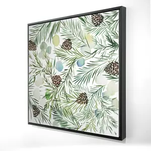 212 MAIN Framed Wall Print - Artistic Minimalist White Pine Cone Nature Motif, 24x24 in, Easy-to-Hang Versatile Decoration for Scandinavian Interiors, Home Room Decor