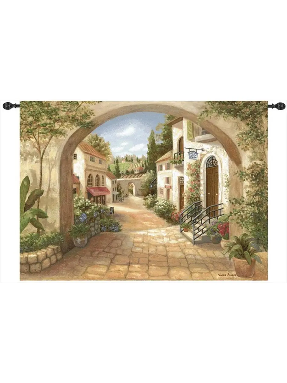Classic Traditional Jacquard Weave Cotton Tapestry Wall Hanging - 70x50 in Spot-Clean Home Supplies, Horizontal Indoor Room Decor Accent