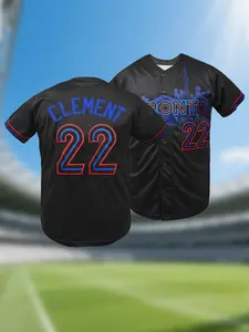 Men's TORONTO #22 Embroidered V Neck Loose-Fit Breathable Baseball Jersey, Casual All-Season Sports Shirt for Outdoor Activities & Games