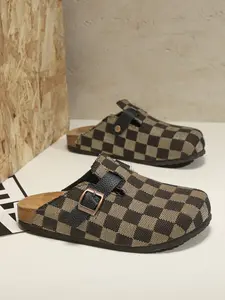 Women Men Boho Style Slip-On Eva Clogs Mules, Gingham Patchwork Design, Round Toe Wide Fit Eva Sole, All-Season Comfortable Casual Shoes