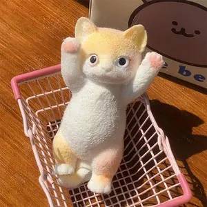 Cute Big Kitty Cat Taba Silicone Fuzzy Super Big Cat Kitten Handmade Squeeze Toy Mochi Toy Hand Relax Stress Release Gift