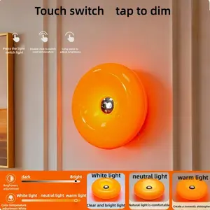 Modern Donut Table Light, LED Bedside Desk Light, USB Rechargeable Touch Switch, Three-Tone Dimming Ambiance, Durable Plastic Shade