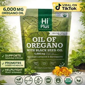 HiPlus High Potency Oregano Oil and Black Seed Oil 6000mg |   Advanced 4x Concentrated Formula for Daily Wellness |   Non-GMO, 300 Softgels