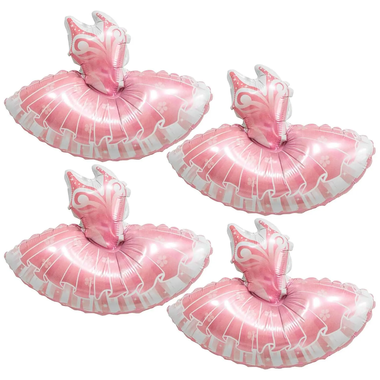4Pcs Ballet Skirt Balloons, 14.6 Inch Aluminum Foil Ballet Dress Balloon Ballerina Birthday Party Decorations, Pink Dance Dalloons For Wedding Baby Shower Ballet Dancing Themed Party Supplies