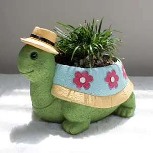 Cute Turtle Design Succulent Pot, Resin Turtle Statue Plant Pot, Indoor Outdoor Planter, Outdoor Decoration Indoor/Outdoor Use for Home, Office, and Birthday Celebrations, Decorative