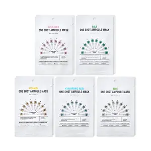 PACK OF 10 One Shot Ampoule Sheet Mask Pack [5types x 2pcs] Vitamin, Collagen, Cica, Aloe, Hyaluronic Acid Face Mask Beauty, Face Beauty Care Masks, Facial Masks