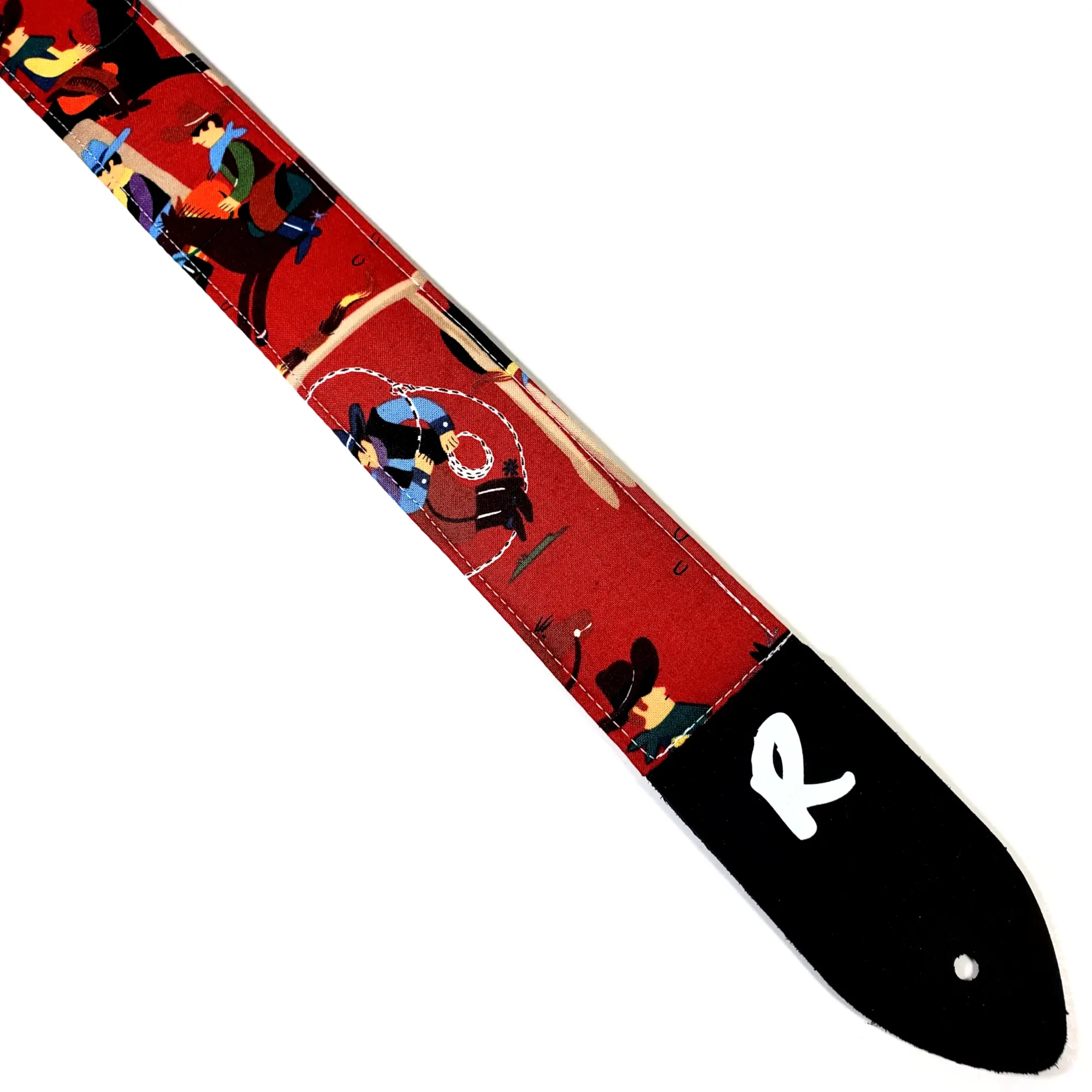 Cowboy Guitar Strap - Bucking Bronco Guitar Strap - Mid-Century Modern Cowboy