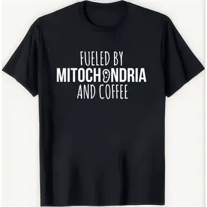 Funny Science Shirt Fueled By Mitochondria And Coffee Cotton T-shirt Science Teacher Nerd Shirt Biology Shirt Chemistry Shirt Science Gift