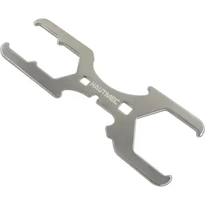 HAUTMEC 3 Way Plumber's Sink Strainer Wrench/Spud Wrench, Fits 1-3/4 inch, 2 inch and 2-1/2 inch Pipe Nuts, Multifunction Tool with 3/8-inch and 1/2-inch Square Drive Holes
