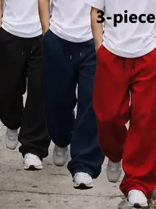 Men’s 3-Pack Loose Fit Sweatpants | Casual Streetwear Jogger Pants Set | Soft Comfy Everyday Activewear