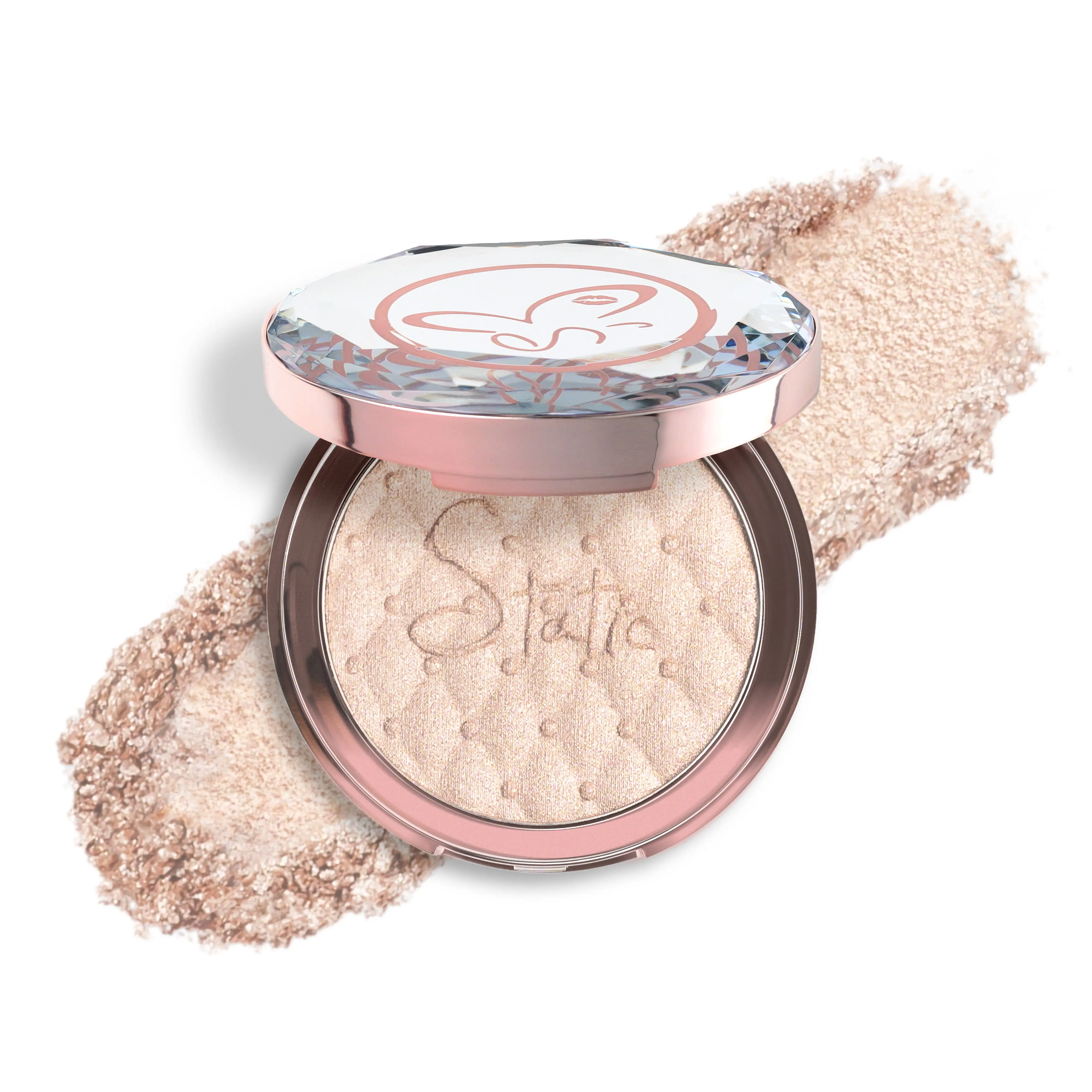 Brilliance White Gold Glow Illuminate Highlighter - Weightless Powder for Luminous Soft-Focus Finish with Prismatic Pearls & Jojoba Oil - Makeup, Bronzer