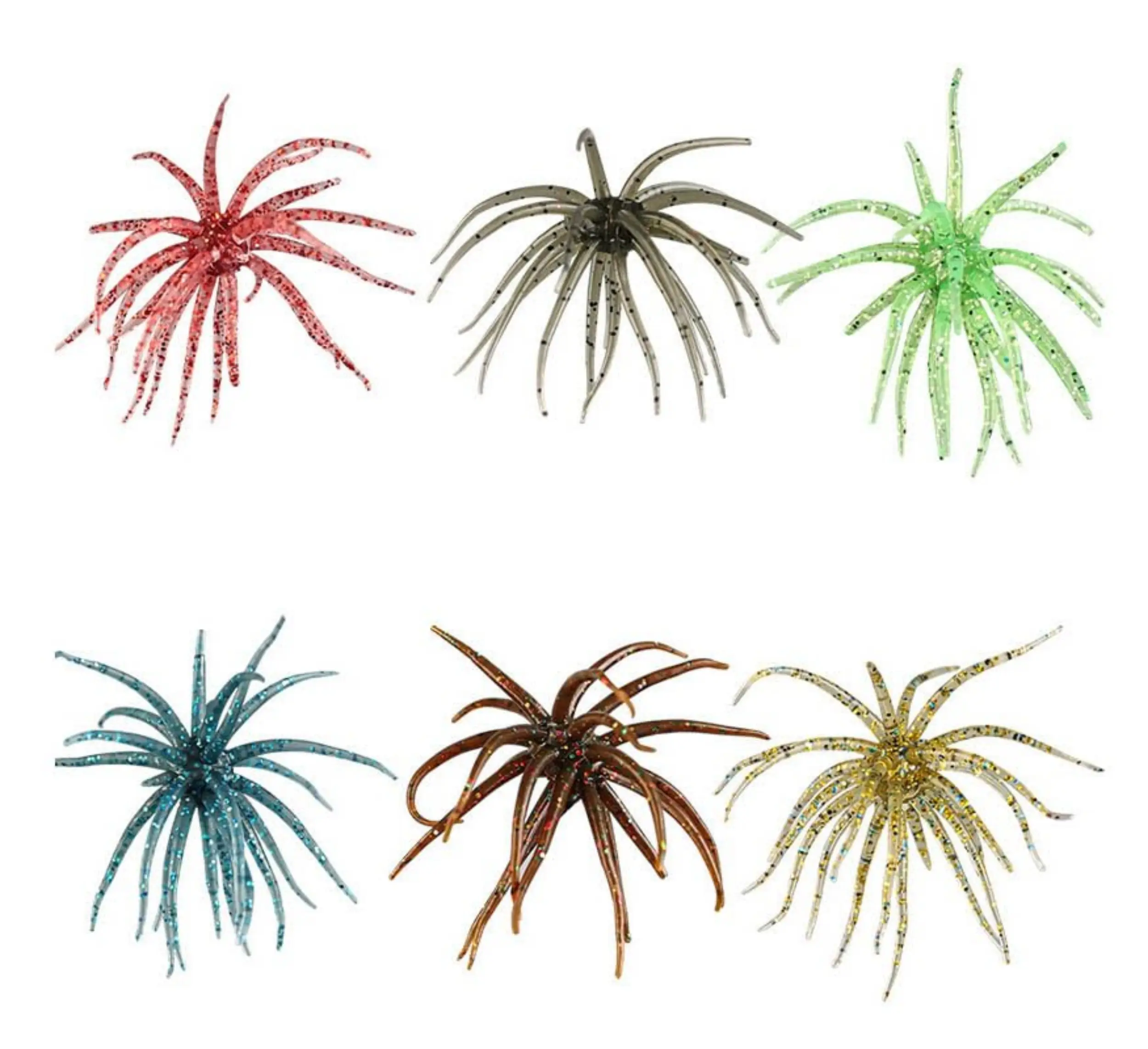 24-Pack Floating Tentacled Sea Urchin Soft Bait - Freshwater Worm Lure for Perch Mandarin Fish Snakefish & Catfish
