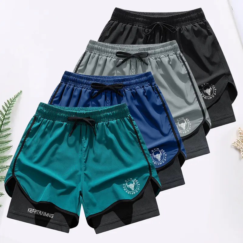Men's 4-Piece Active Fitted Quick-Dry Athletic Shorts - Elastic Waistband with Drawstring, Lightweight, Stretchy, Breathable for Summer Gym Training & Running