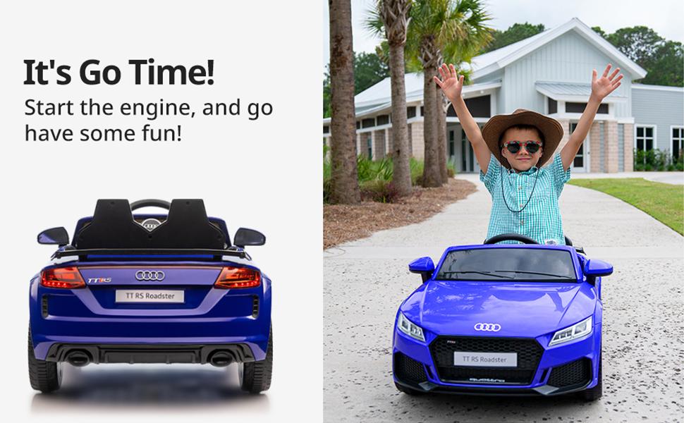 Hikiddo 12V Kids Ride on Toy Car, Licensed Audi Electric Car for Toddler with Remote Bluetooth Outdoorfun