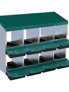 【Christmas Gift】green- Chicken Nesting Boxes, 8 Hole/10 Hole Chicken Laying Boxes,Roll Away Nesting Boxes,Metal Poultry Nest Box With Perch And Lid Cover, Wall Mount/Free Standing Egg Laying Box