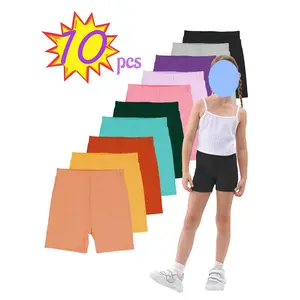 10pcs Youngsters Girls' Stretchy Dance & Bike  - Soft, Breathable Polyester/Spandex Blend - Quick-Drying, Comfortable Safety  in Assorted Active Play, Dance & Biking, Active Playwear |           Seasonal Leggings |           Elasticity, Shorts