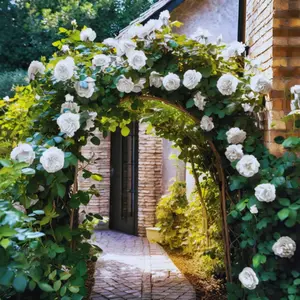 200pcs Live Creamy White Climbing Rose Plants – Fragrant Rebloomer Rose Bushes for Outdoor Planting | Elegant Flowering Vines for Arches, Fences, Pergolas & Garden Trellises | Hardy, Non-GMO, Easy to Grow Roses for Stunning Landscape Appeal