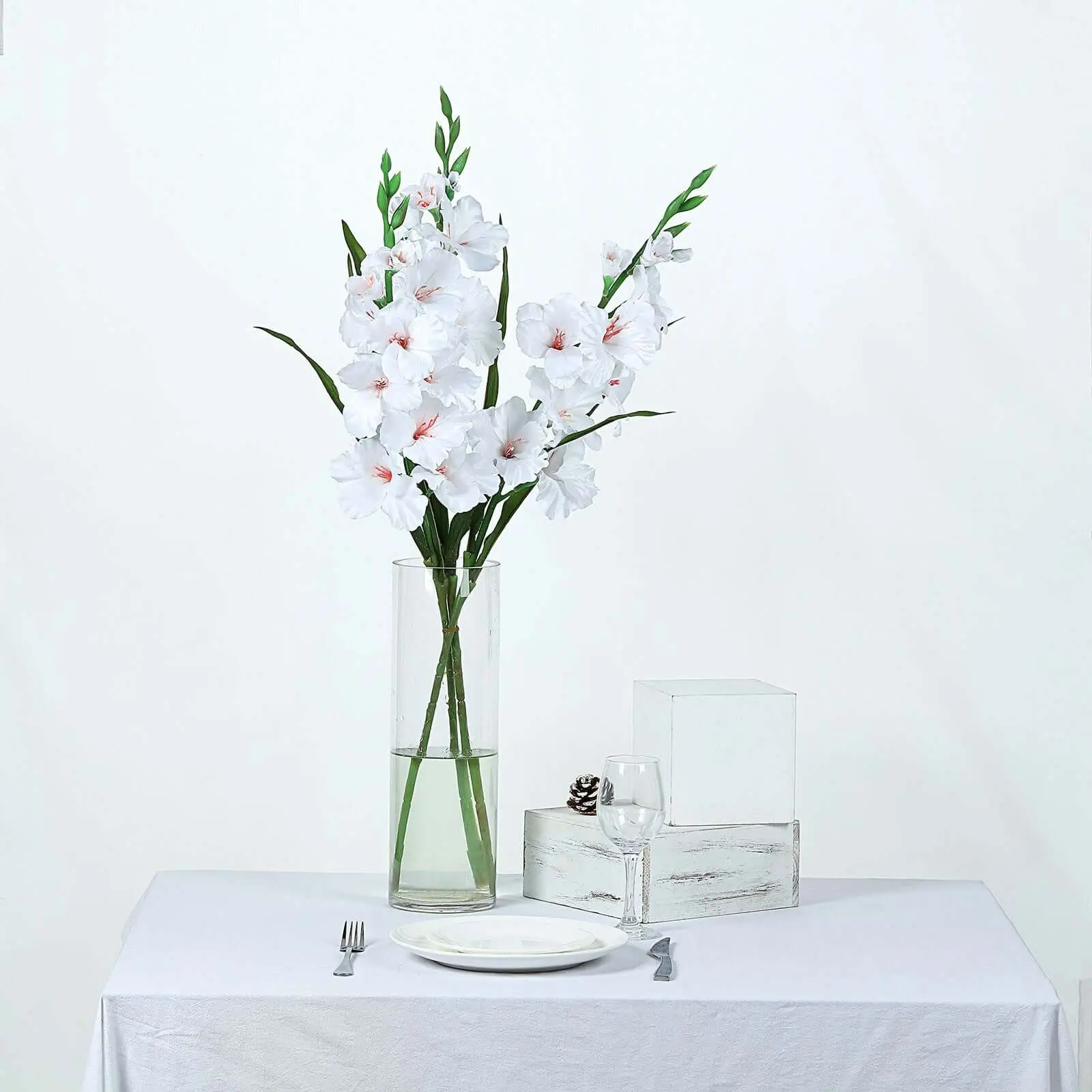 Decor Faux Floral Artificial Flower Stems - 3 Pack 36" White Gladiolus, 45 Blooms, Floral Arrangement & Room Decor Supplies, Faux Floral Artificial Flowers, Floral Arrangement Artificial Flowers