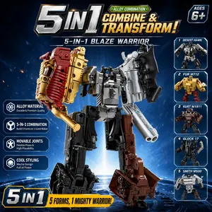5 in 1 Transforming Gun Robot Toy, Alloy Deformation Merging Mecha Warrior, DIY Assemble Combat Action Figure Gift for Boys Kids