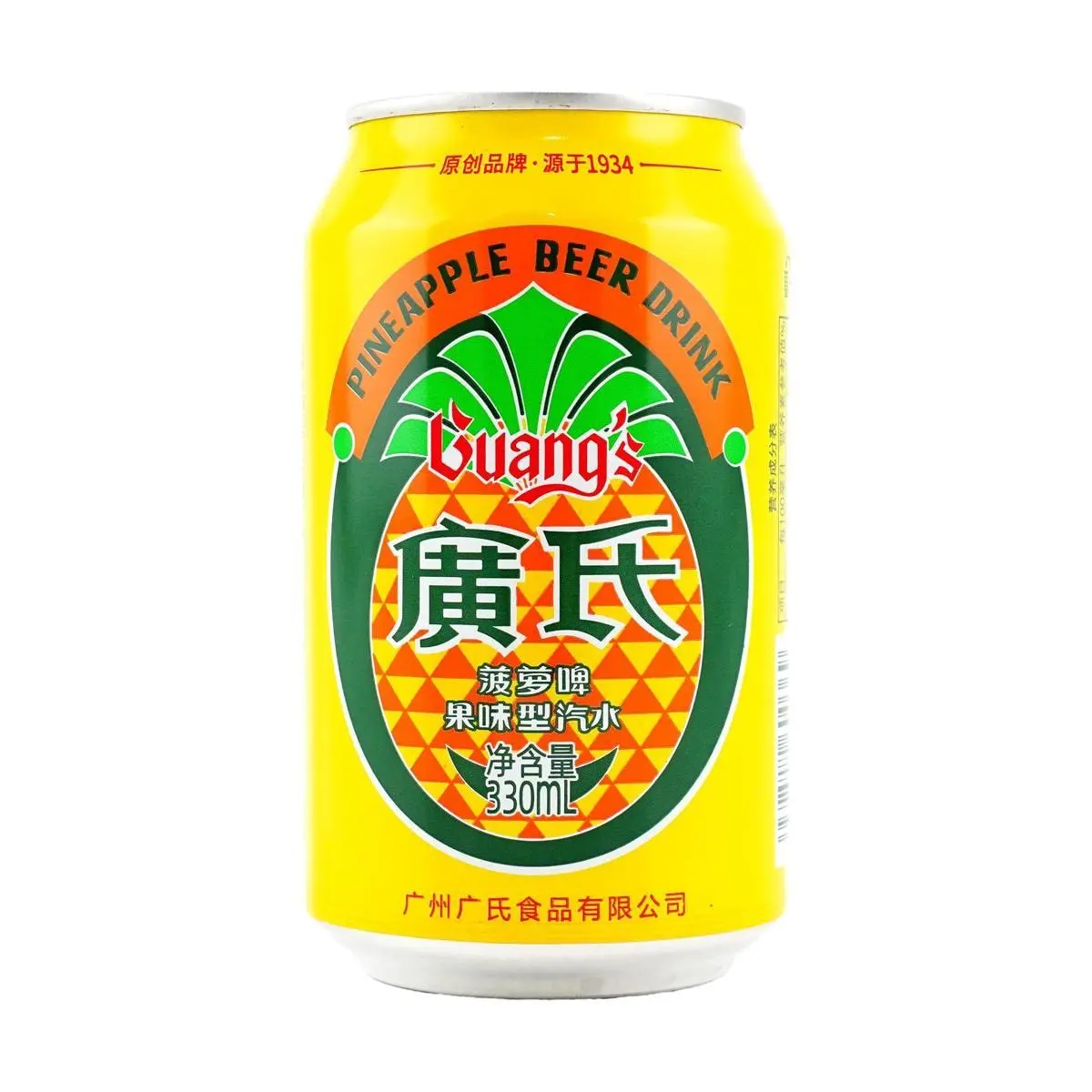 Guang's Pineapple Beer Soda - Non-Alcoholic Fruit Flavored Sparkling Drink, 330ml Cans, Refreshing & Delicious