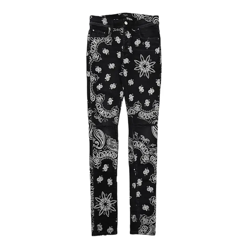 Amiri Flocked Paisley Bandana Jeans Aged Black