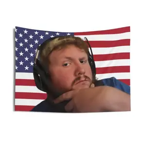 CaseOh American Flag Wall Tapestry for Twitch Streamer Gamer Decor 40x30in Polyester Linen Light Hanging Wall Art for Living Room Bedroom Decorations