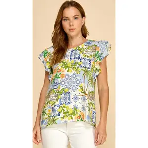 Sunny Vibes Flutter Sleeve Top
