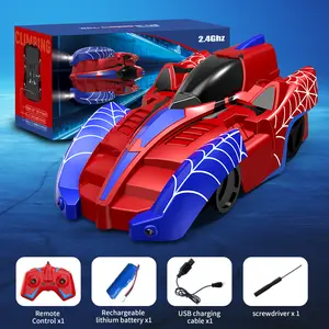 2.4Ghz Remote Control Car for Kids, Spider Climbing Wall Cars, Rc Race Vehicle with LED Lights, Electric Technology Robot Toy Gift for Boys Girls Ages 3+