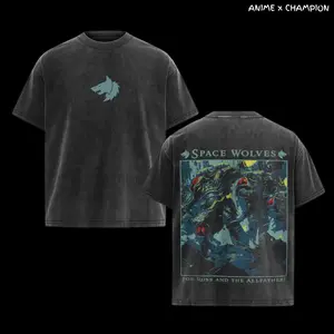 Warhammer 40K Space Wolves Washed Graphic Tee, Vintage Design Tshirt gifts men shirt Cotton Fabric Soft Top Menswear streetwear