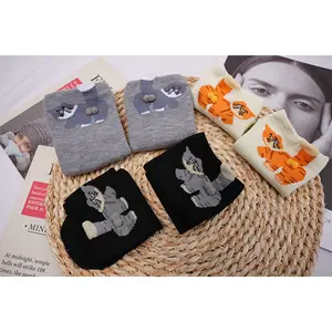 Adorable 3D Tabby Cat Pom-Pom Socks with Cat Paw Designs & Bell Collars Cute Egg-Shaped Details Trendy Quirky Cartoon Socks for Winter Wear Unisex Warm Casual Socks