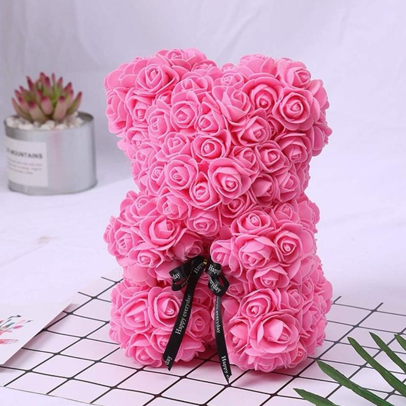 Moxie Dawn Rose Bear - Rose Teddy Bear 10 inch Teddy Flower Bear - Over 200 Dozen Artificial Flowers - Mother’s Day, Anniversary, Birthday & Bridal Showers, Gift, Mom, Mum Decor Decorative