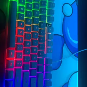 CHONCHOW Blue Keyboard and Mouse Combo, 87 Keys TKL USB Wired LED Light Up Backlit Keyboard, 800-3200 DPI RGB Mouse, Blue Mouse and Keyboard Combo