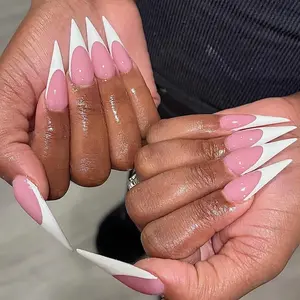 White Bridal Press On Nails Sculpted Luxury Acrylic Elegant Wedding Fake Nails Minimal Chic Style for Bride Ceremony