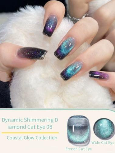FZHI NAIL Dynamic Shimmering Diamond Cat Eye 10 Coastal Glow Collection Wide Cat Eye French Cat Eye