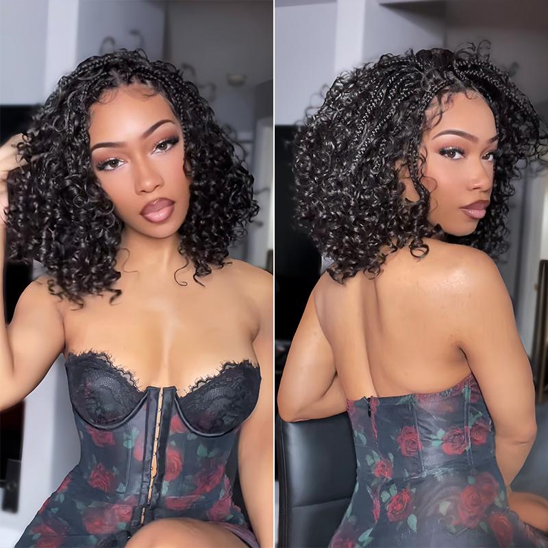 Frodio Veralux™ 13x6 HD Lace Wig Glueless Wear & Go 12” Boho Braids Water Wave Pre-Cut Lace Wig – Premium Fiber, Beginner Friendly