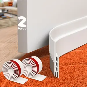 2 Pack Door Draft Stopper Under Door Blocker Insulator Weather Stripping Noise Stopper with Strong Adhesive White, Door Insulating Material, Door Weatherproofing